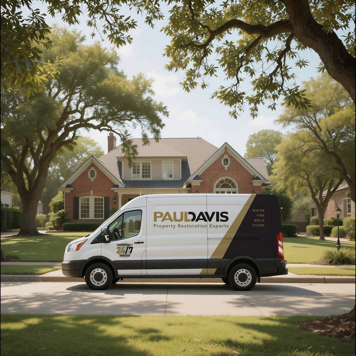 Paul Davis mold remediation van at a Chandler, AZ home
