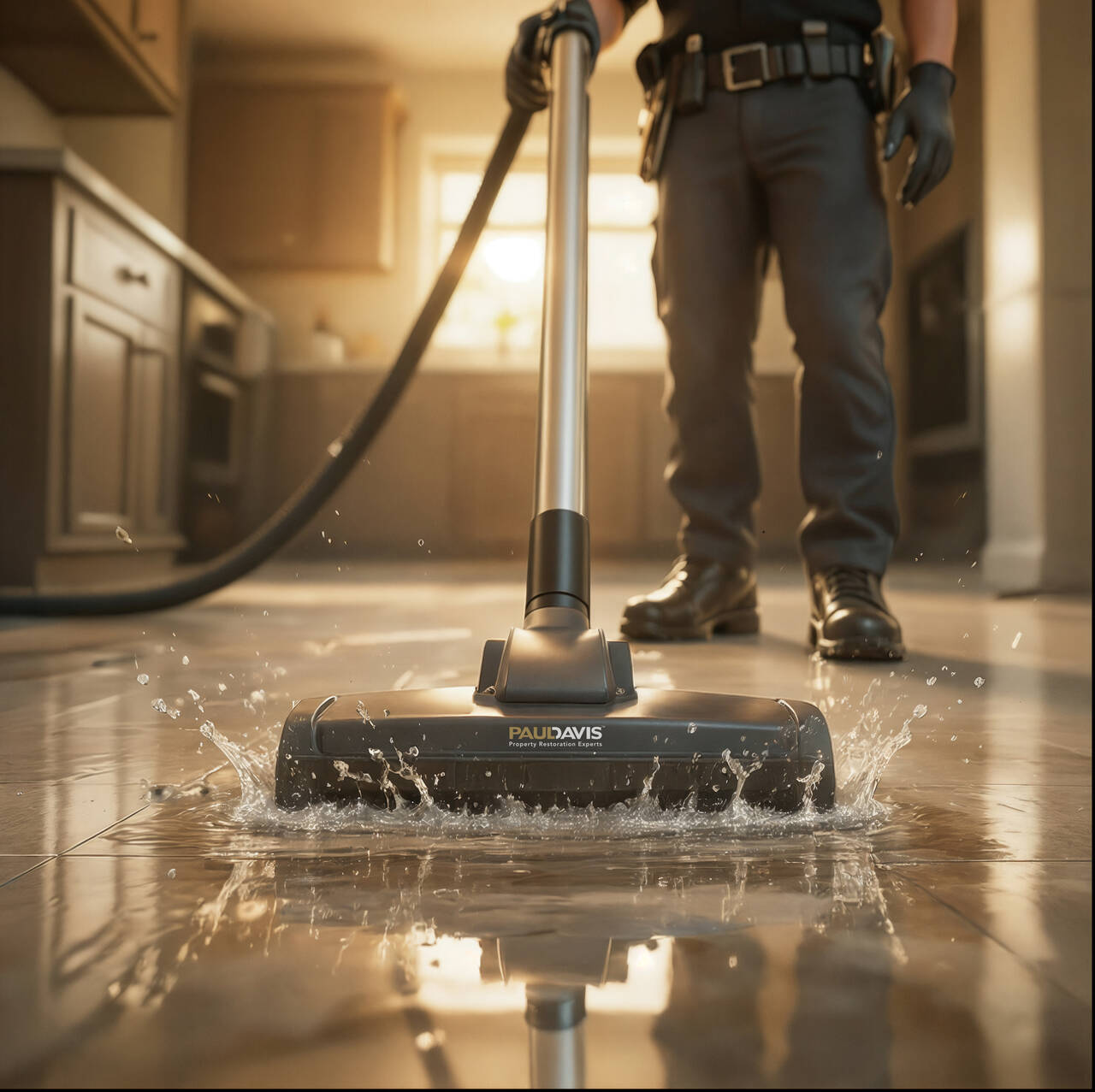 Paul Davis technician extracting water from a Phoenix home