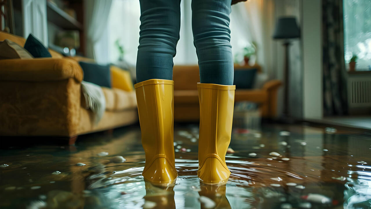 Flooded room during water damage emergency in Tempe, AZ